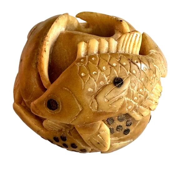 Indonesian Fishing Weight Carved School Clown & Various Fish Included Vintage - Picture 1 of 8